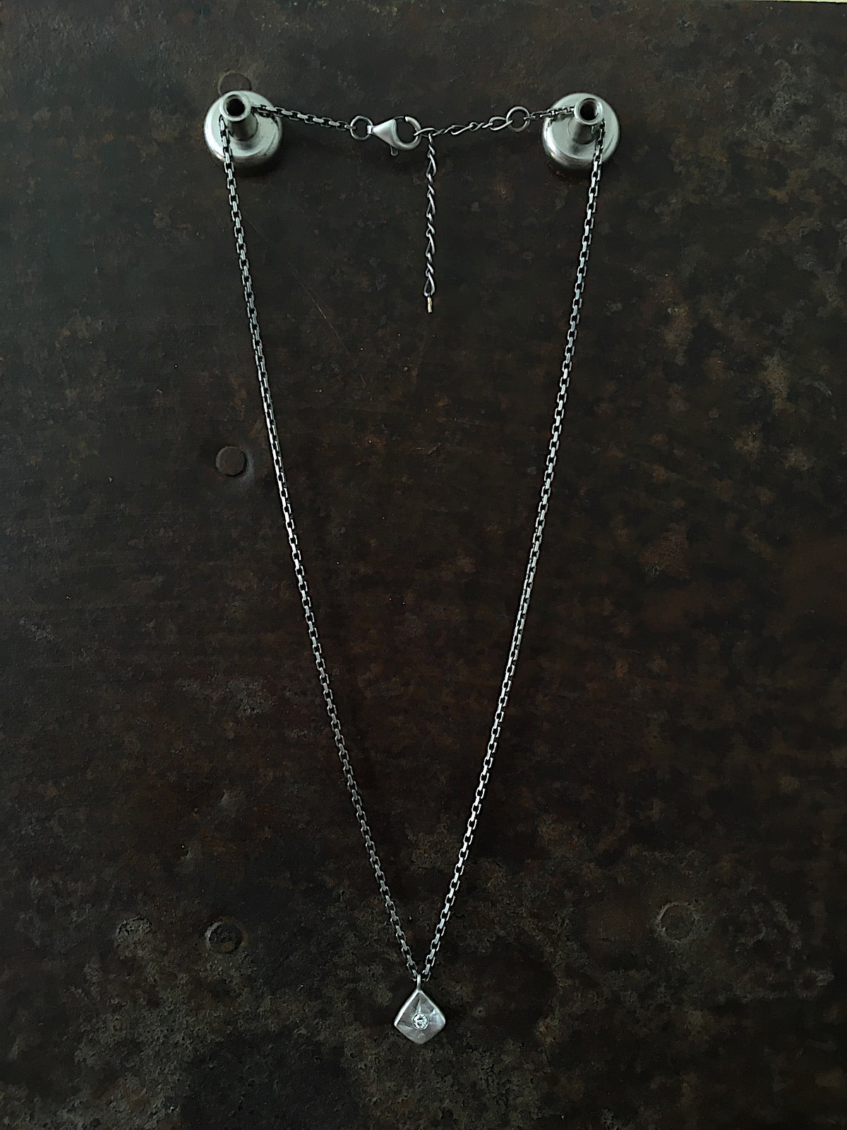 Carved Diamond Pendant Silver