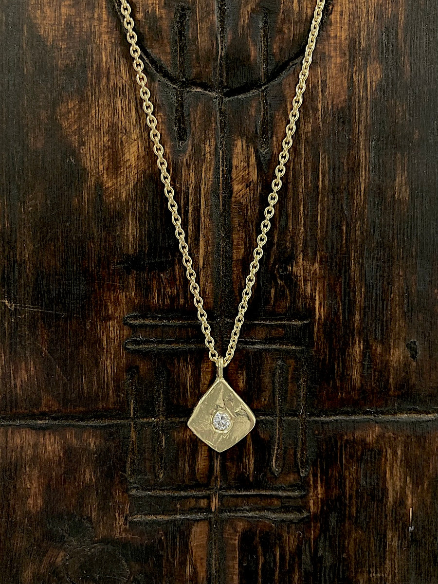 Carved Diamond Pendant 14k