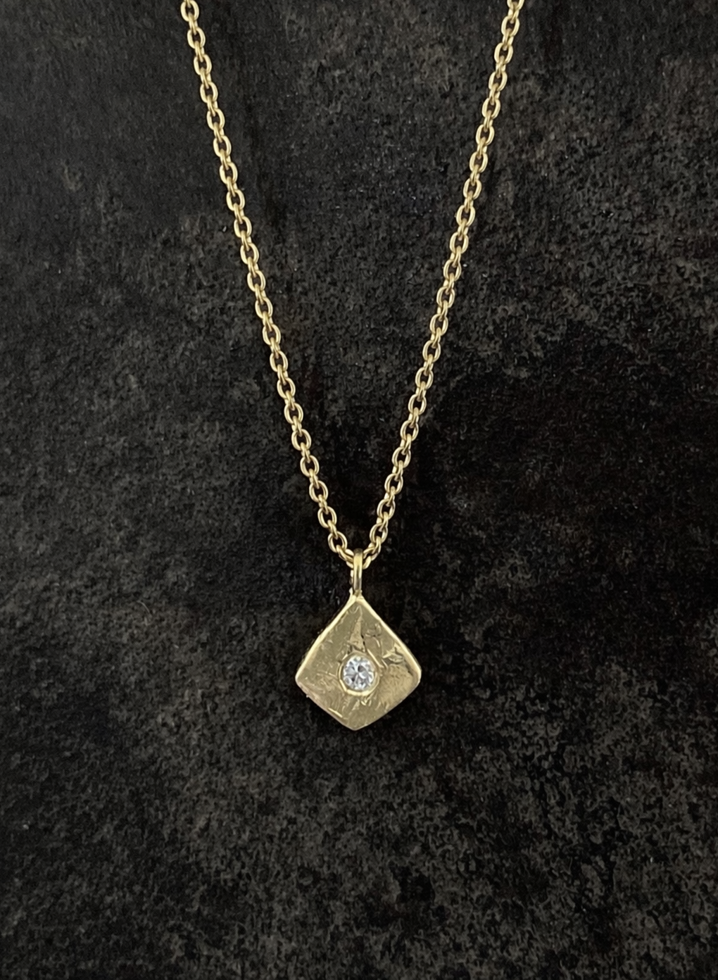Carved Diamond Pendant 14k Gold