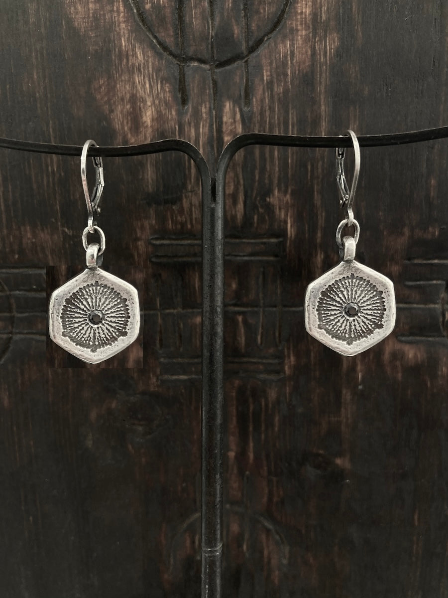 Our etched 925 sterling silver Coral Diamond earrings from an illustration of coral with black diamonds. Mens Jewelry Womens Jewelry
