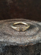 Handmade 14k Gold ring with 2 triangle trillion diamonds mens Jewelry Womens Jewelry