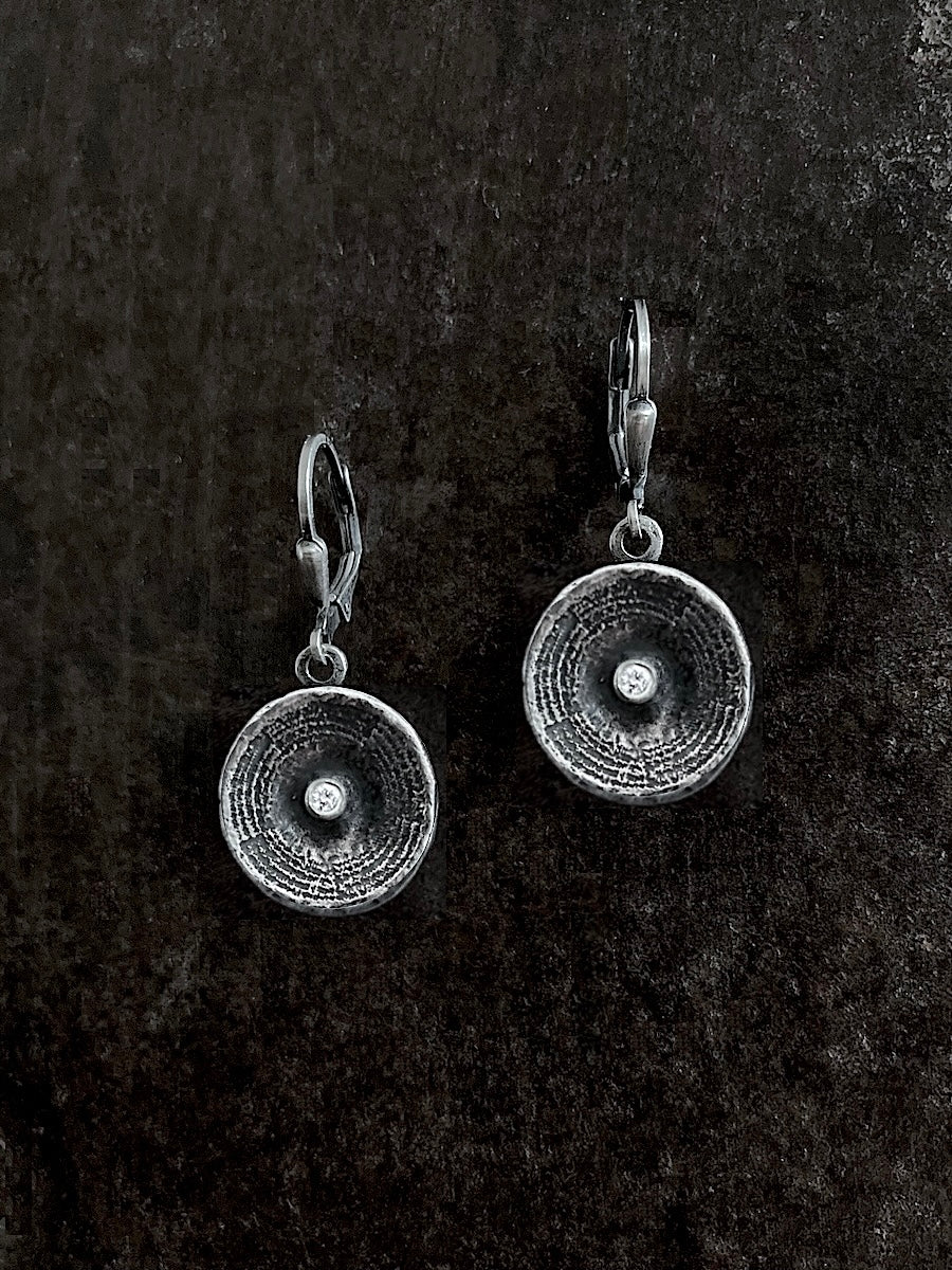Spiral Concave Circle Diamond Earrings
