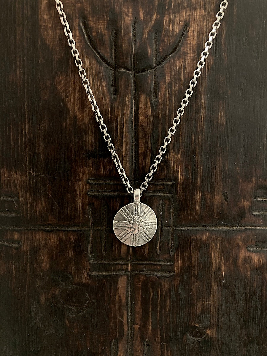 Handmade sterling silver rose pendant etched for an architectural detail Mens Jewelry Womens Jewelry