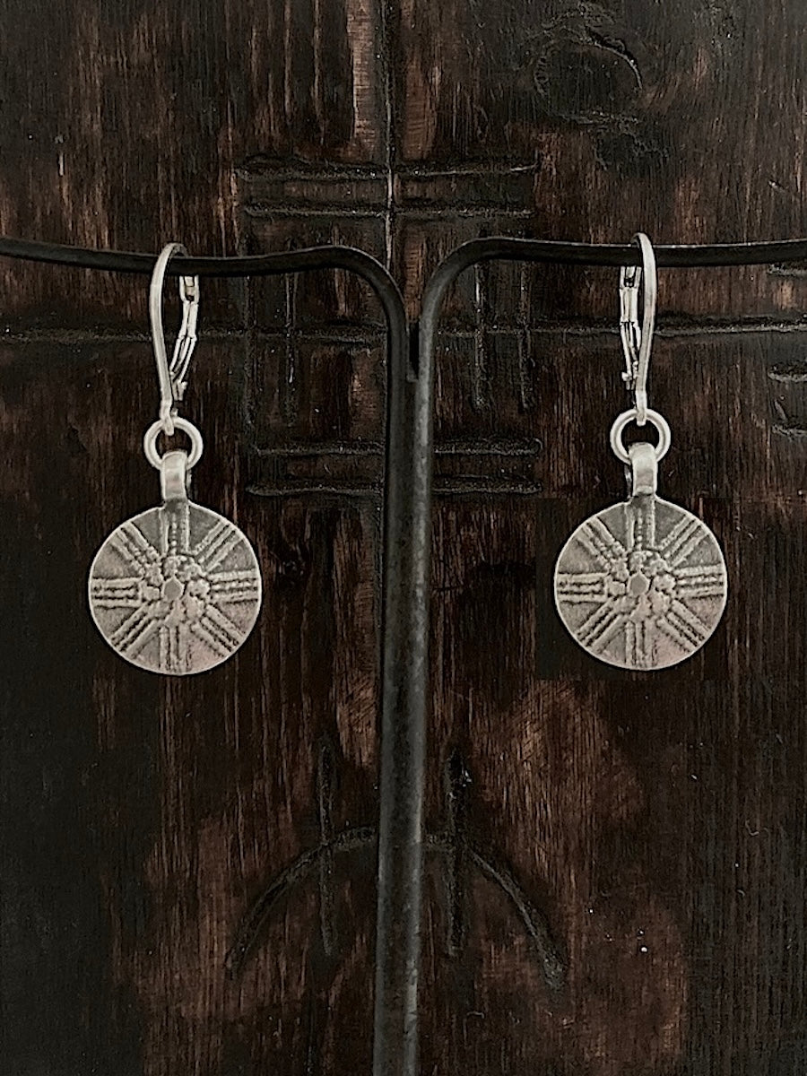 Handmade 925 sterling silver earrings with architectural etched rose Mens Jewelry Womens Jewelry