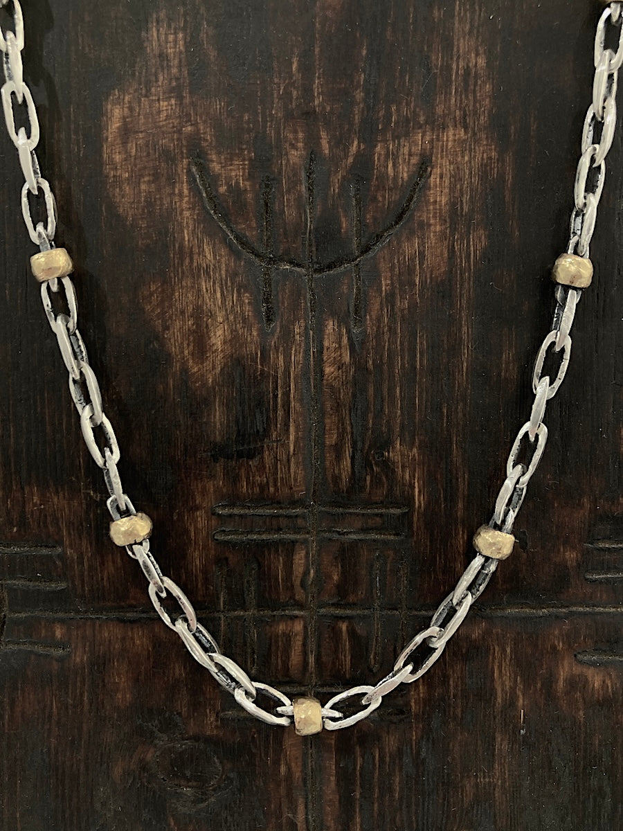 Mini Link Bronze Beaded Necklace