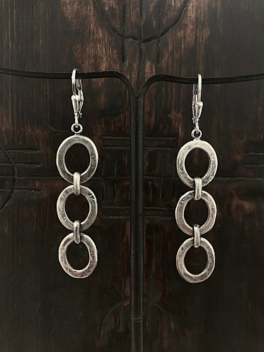 Oval Flats Triple Earrings