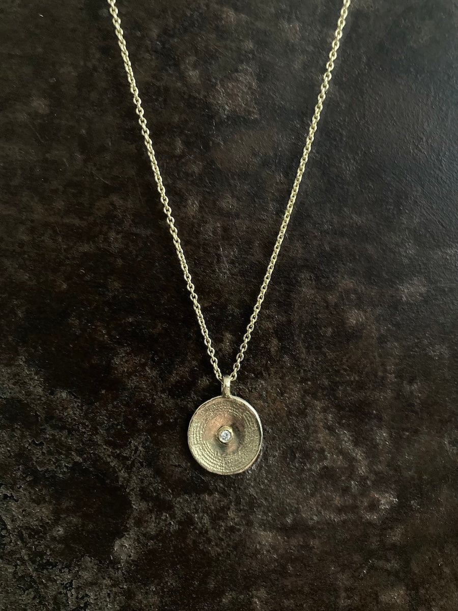 Spiral Concave Circle Diamond Pendant Gold