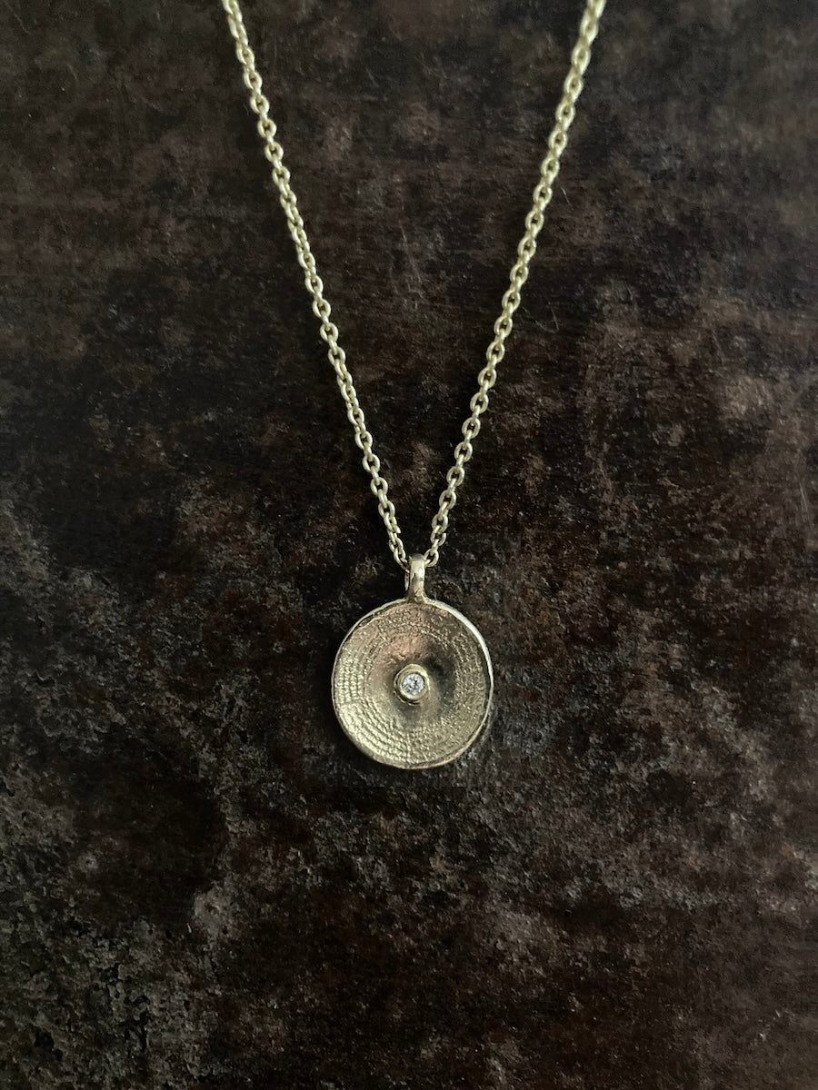 Spiral Concave Circle Diamond Pendant Gold