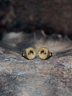 Pair of 14k gold earrings inspired by vortexes.  Handmade Mens Jewelry Womens Jewelry