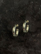 Stone Hoop Earrings Gold