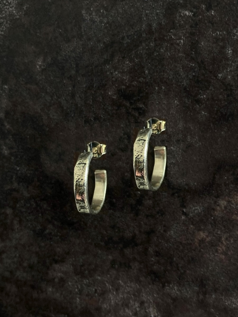 Stone Hoop Earrings Gold