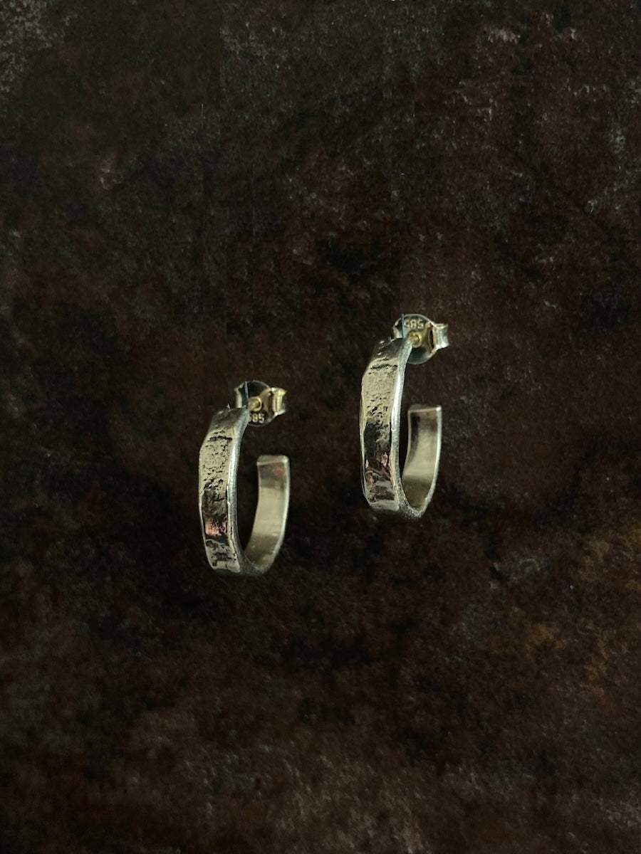 Stone Hoop Earrings 14k Gold