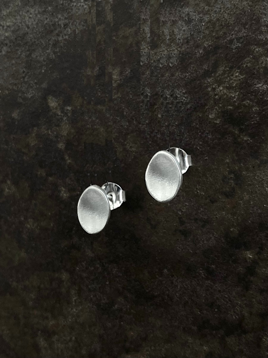 Brushed Coin Stud Earrings