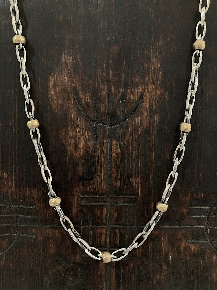 Mini Link Bronze Beaded Necklace
