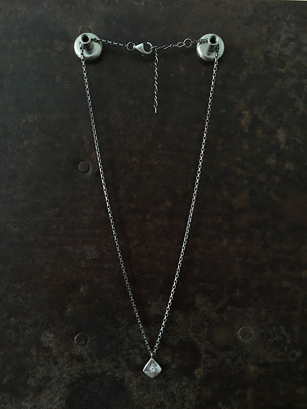 Carved Diamond Pendant Silver