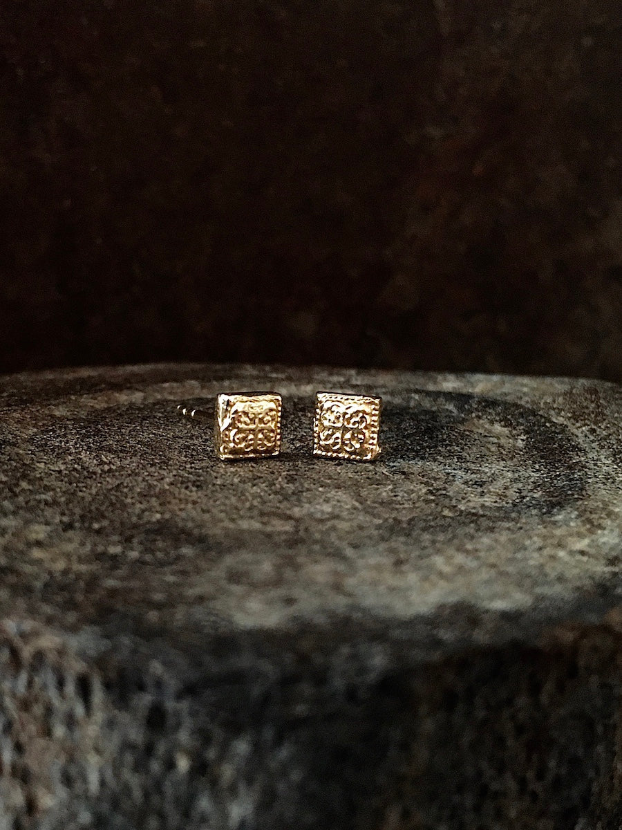 Deco Diamond Studs 14k Gold