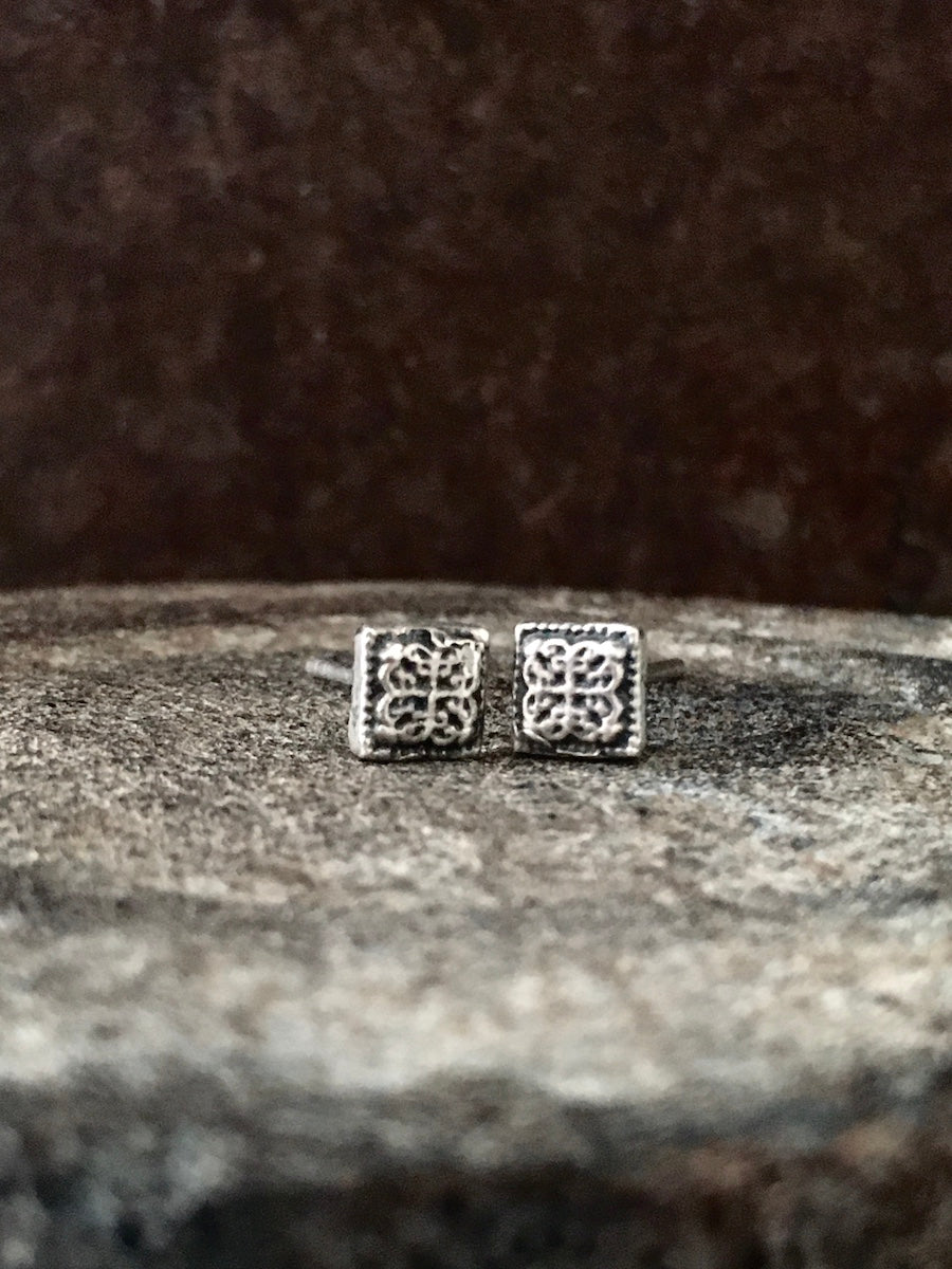Deco Diamond Studs Silver