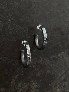 Hammered Hoops with Diamonds