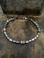 Our single strand organic 925 sterling silver handmade beaded  bracelet made from hand-cast fishbone beads men and women jewelry.