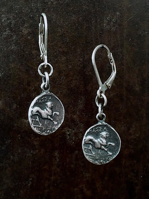 French Lion Coin Earrings