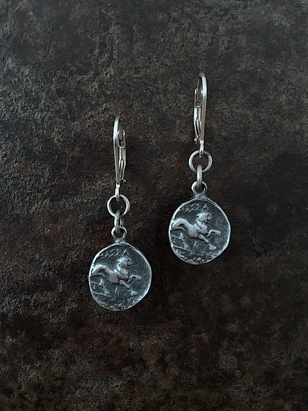 French Lion Coin Earrings