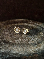 Hex Diamond Studs 14k Gold