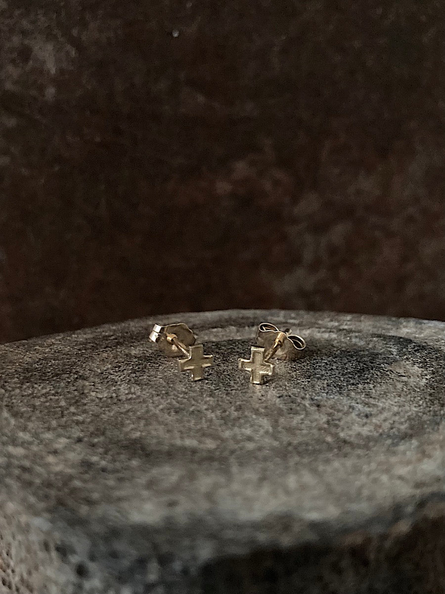 Micro X Studs 14k Gold