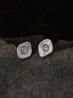 Natural Diamond on Diamond Studs Silver