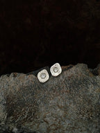 Natural Diamond on Diamond Studs Silver