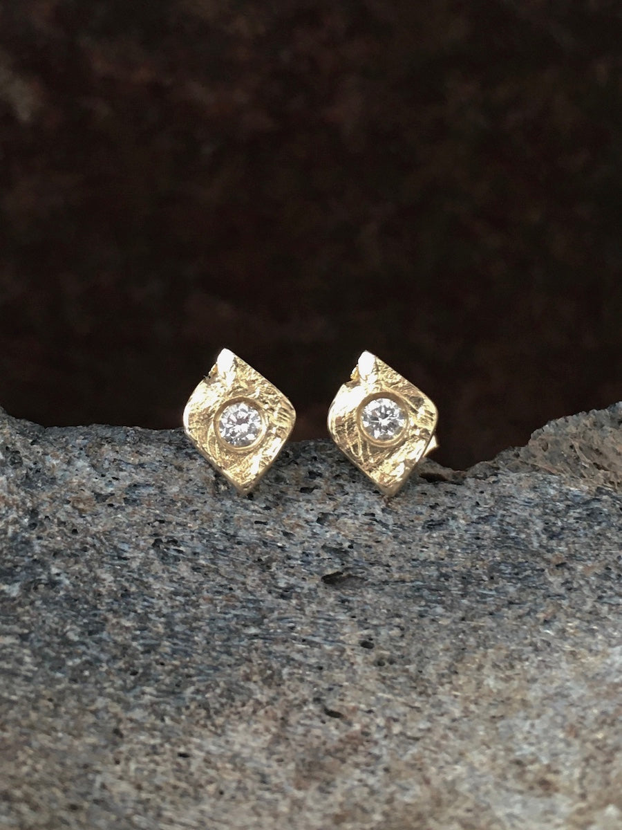 Redwood Diamond Leaf Studs 14k Gold