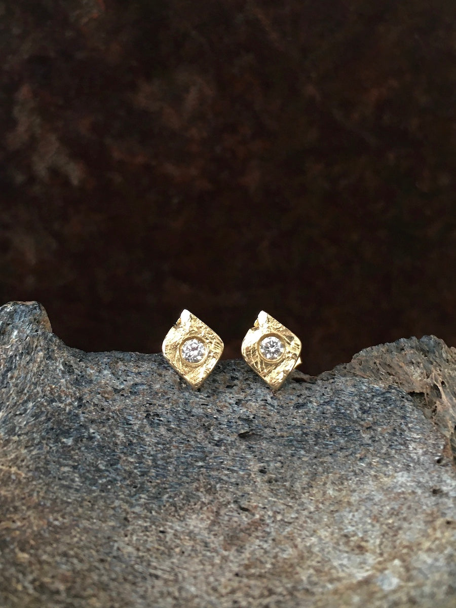 Redwood Diamond Leaf Studs 14k Gold