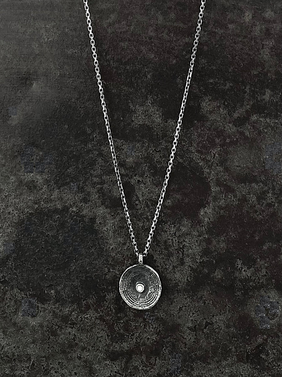 Spiral Concave Circle Diamond Pendant