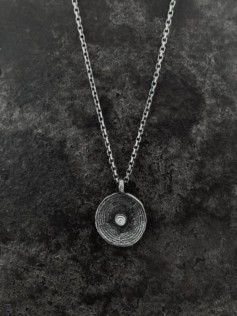 Spiral Concave Circle Diamond Pendant