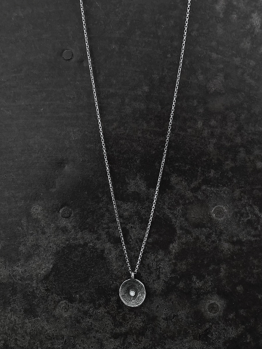 Spiral Concave Circle Diamond Pendant