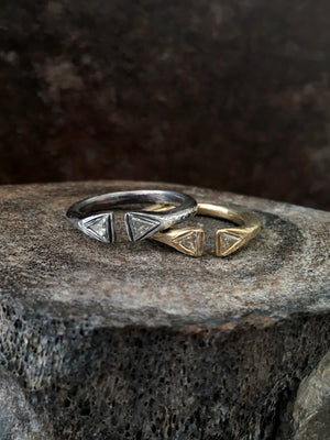 Deco Split Double Diamond Rings