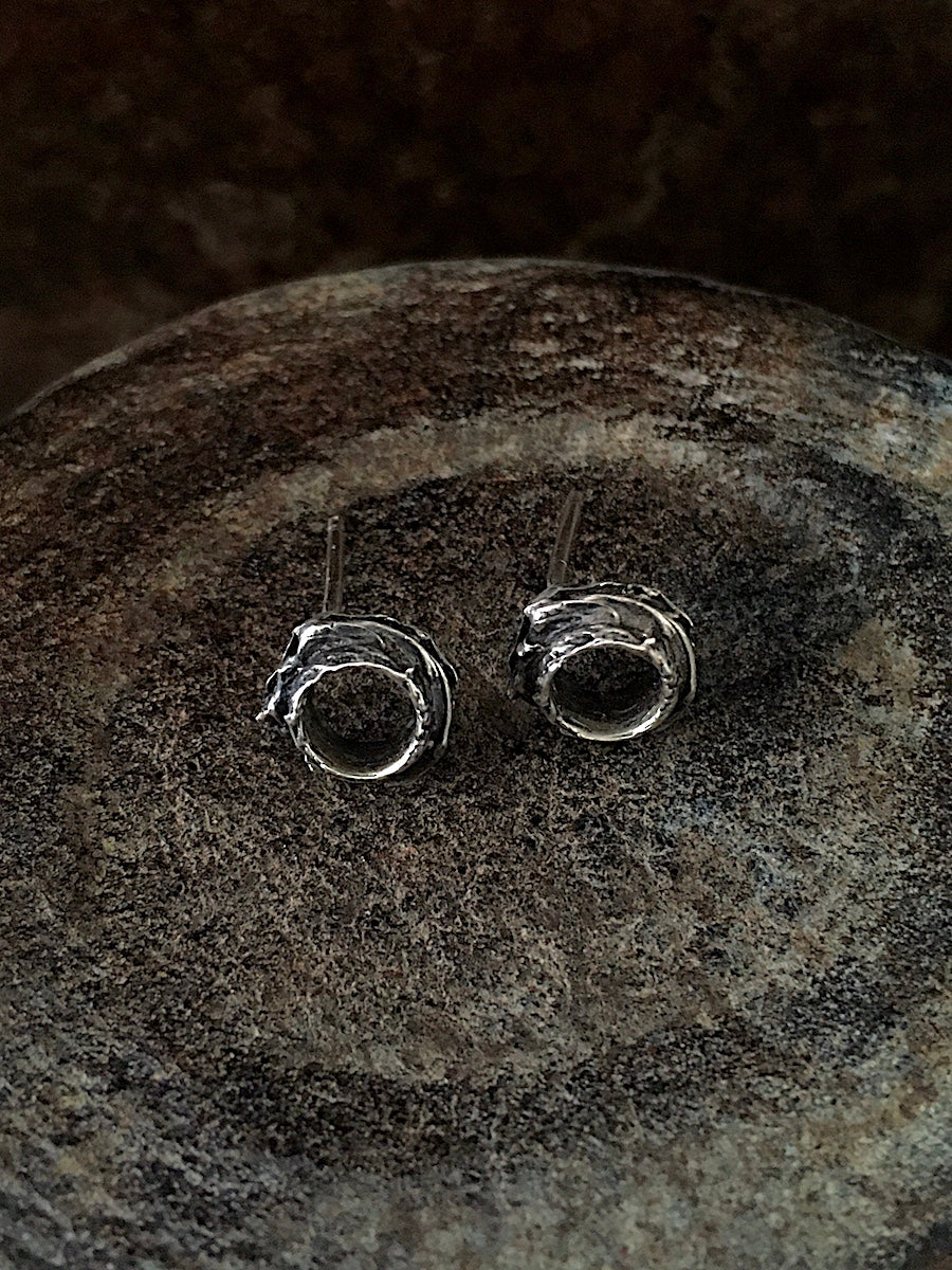 Spun Circle Thin Studs silver