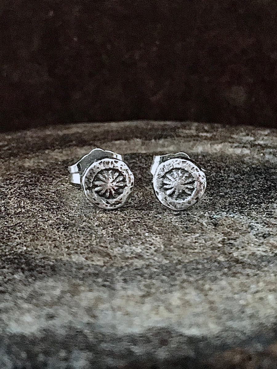 Star in Circle Studs Silver