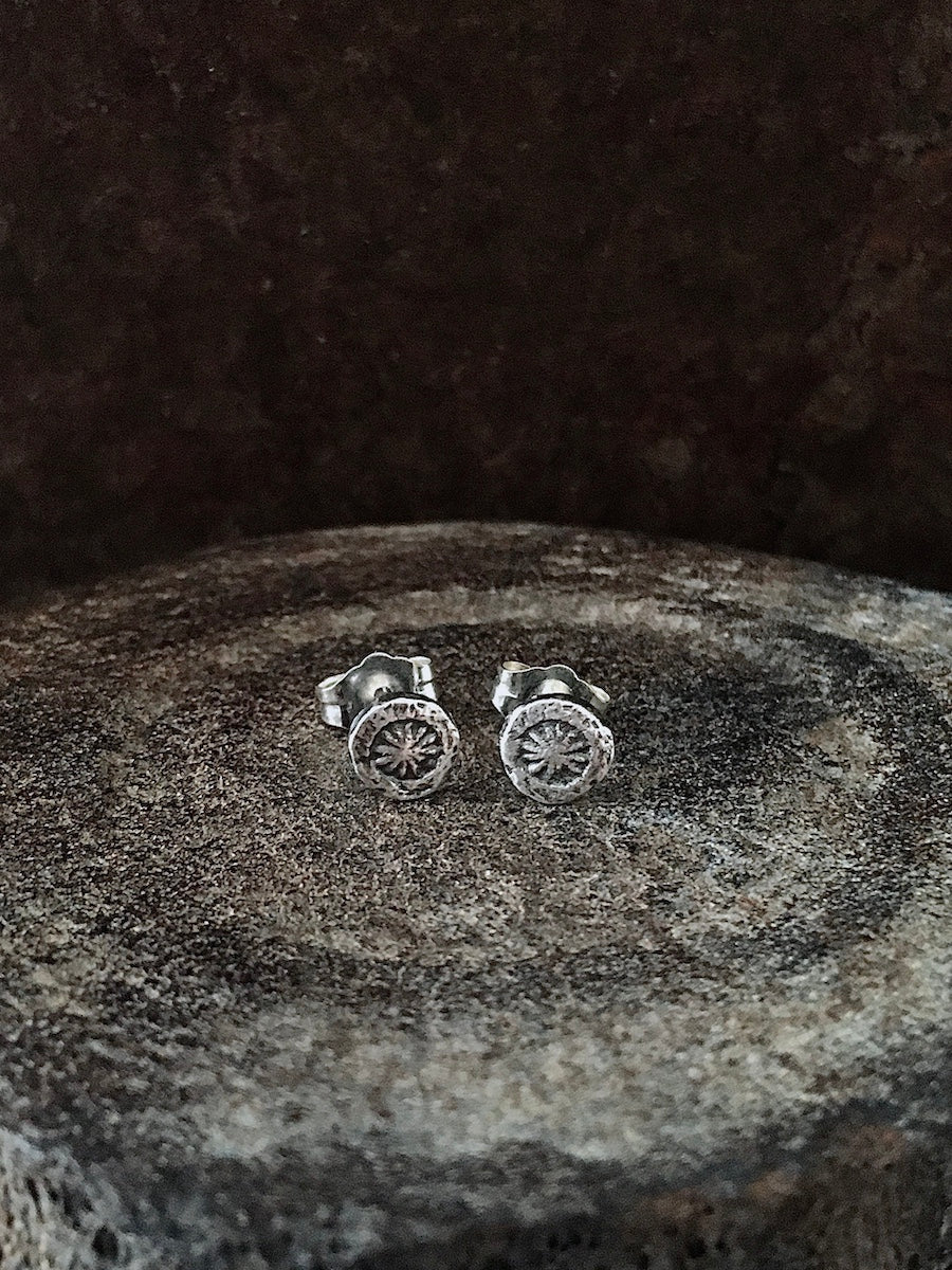 Star in Circle Studs Silver