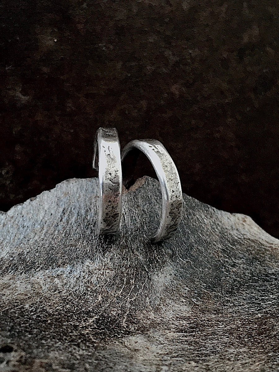 Stone Hoop Earrings Silver