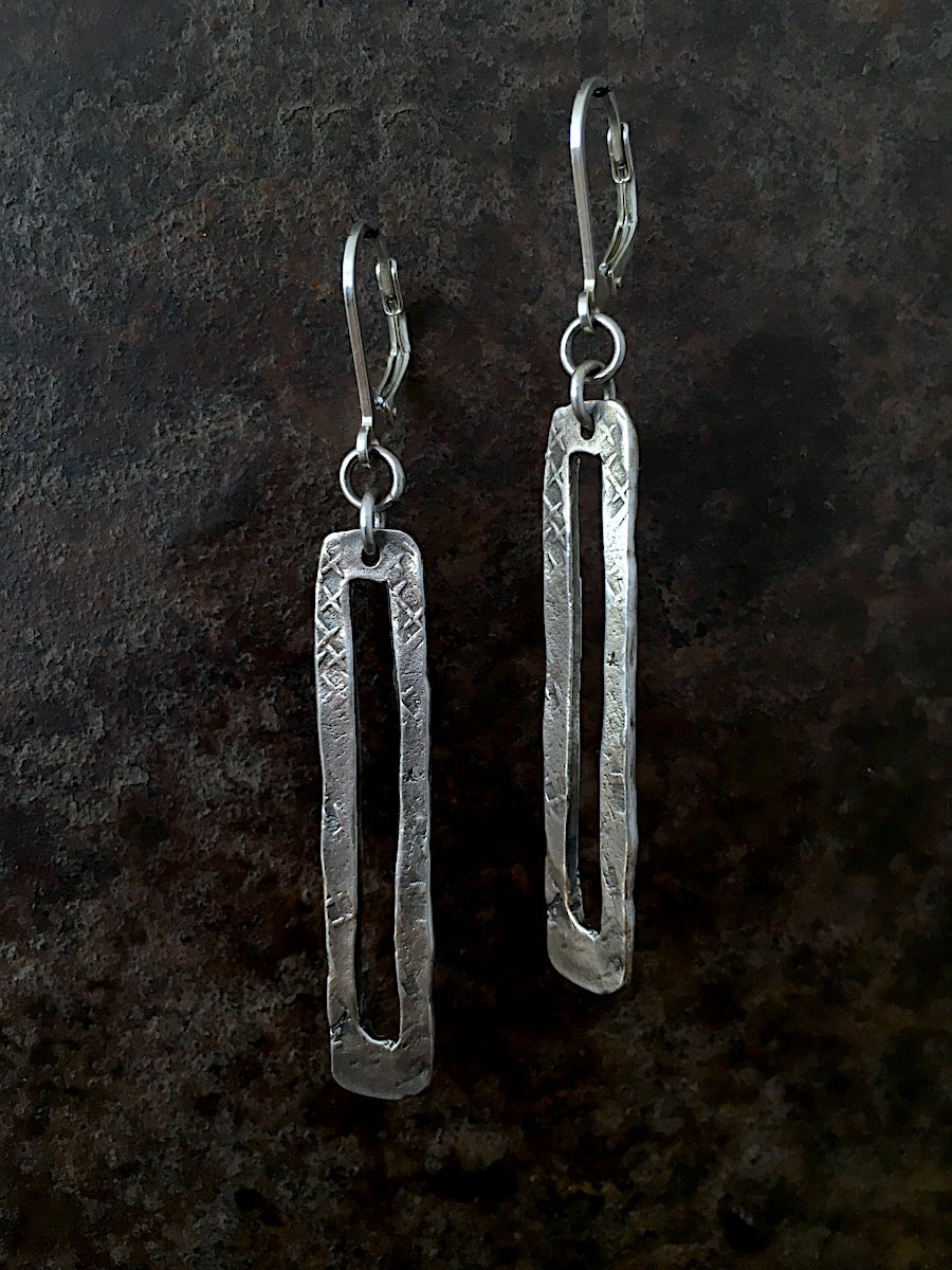 Stone Open Rectangle Earrings