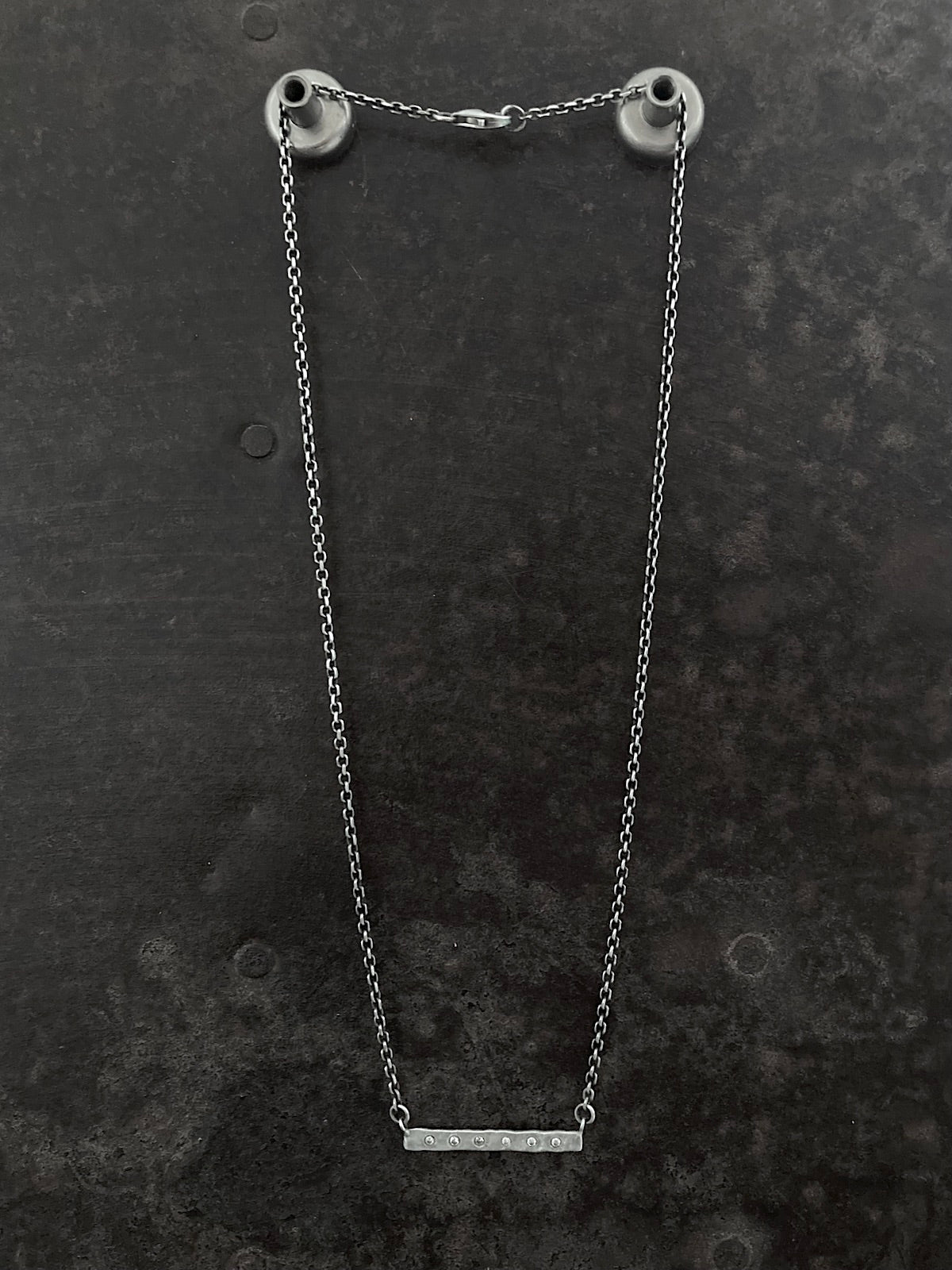 Diamond Bar Pendant Silver