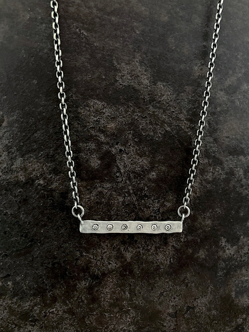 Diamond Bar Pendant Silver