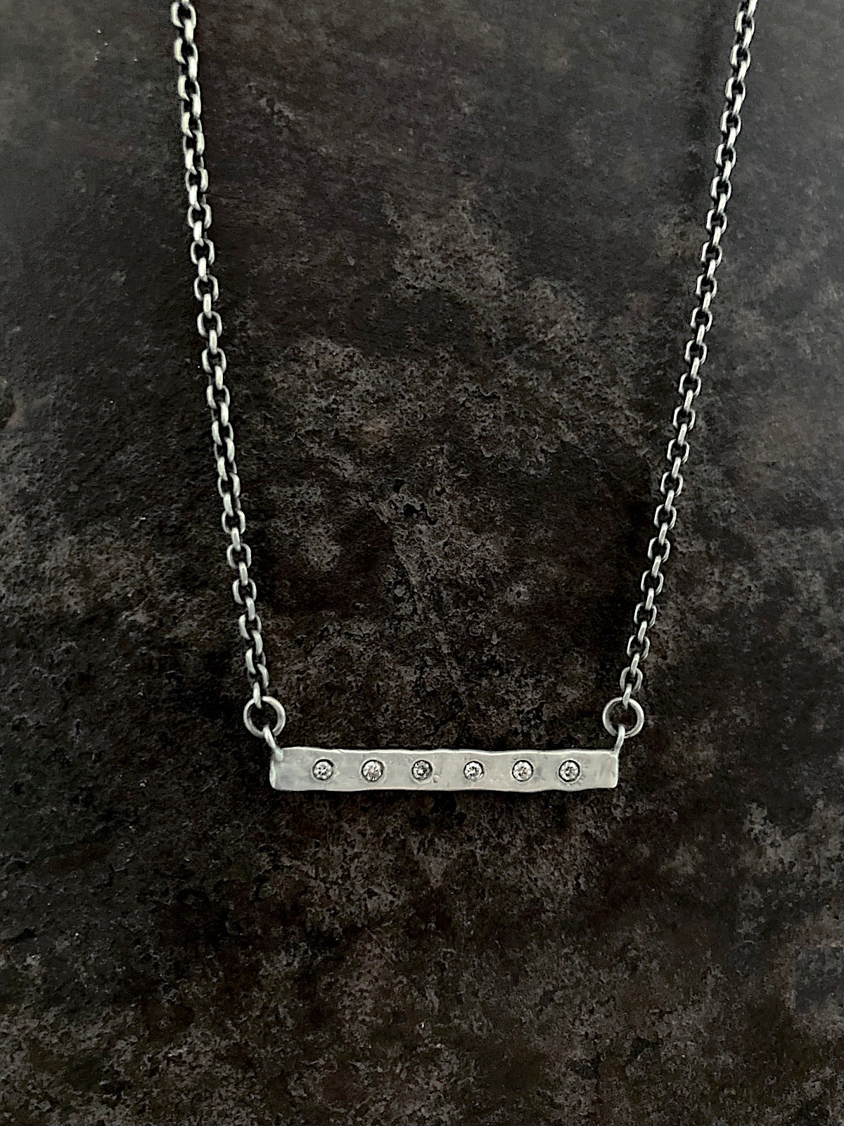 Diamond Bar Pendant Silver
