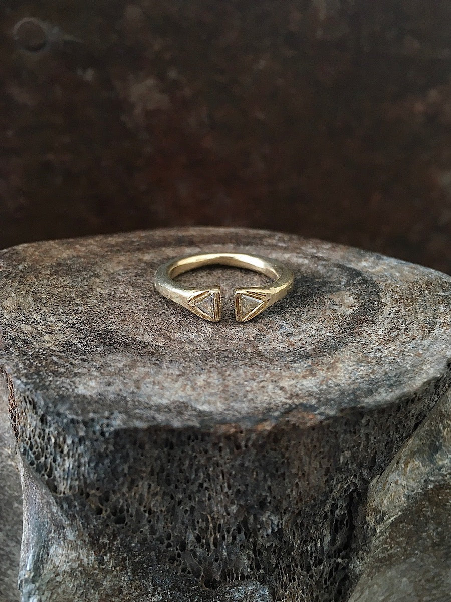 Deco Split Double Diamond Ring 14k